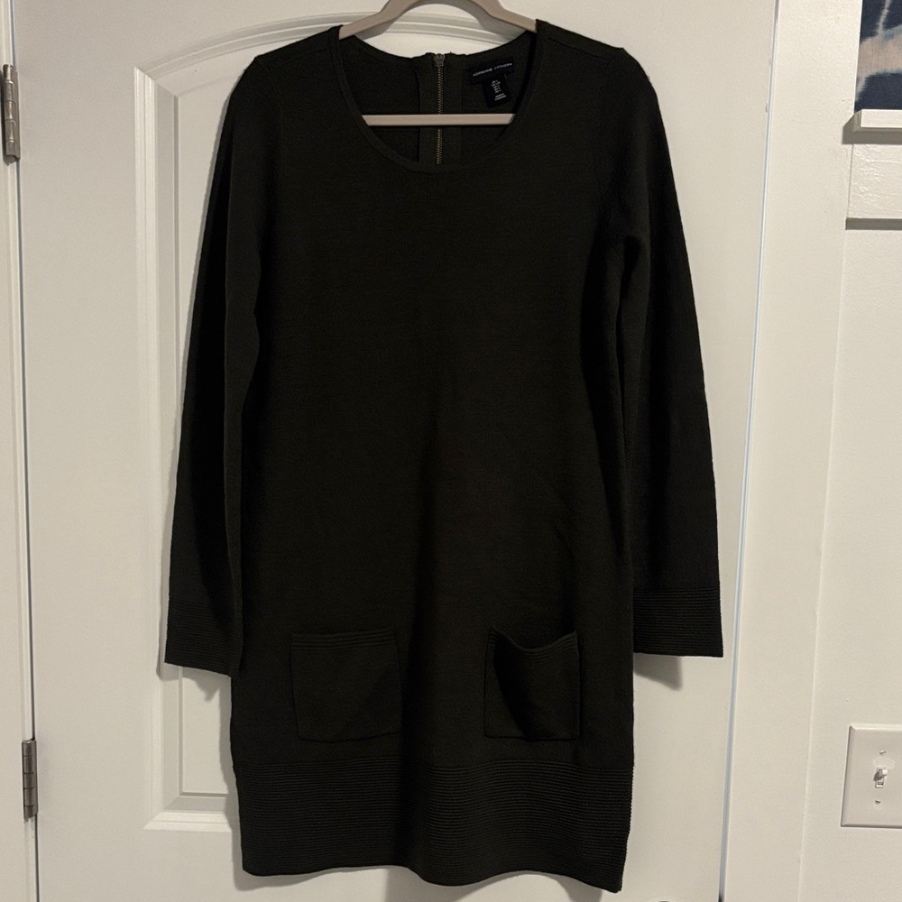 Adrienne Vittadini Dark Green Long Sleeve Sweater Dress